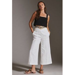 Anthropologie Maeve Pintucked Wide Leg Pants White Size 8 - LIKE NEW